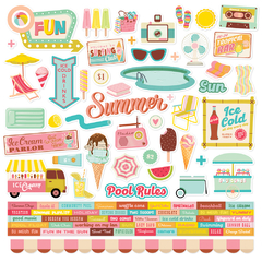Simple Stories - Coleção Retro Summer - Kit 12 Papéis para Scrapbook + Adesivos - comprar online