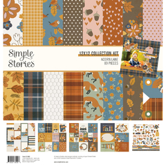 Simple Stories - Coleção Acorn Lane - Kit 12 Papéis para Scrapbook + Adesivos