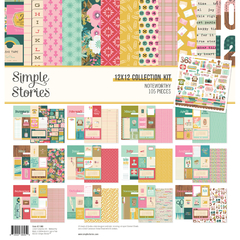 Simple Stories - Coleção Noteworthy - Kit 12 Papéis para Scrapbook + Adesivos