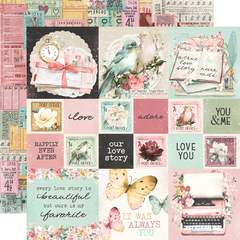 Simple Stories - Coleção Simple Vintage Love Story - Kit 12 Papéis para Scrapbook + Adesivos