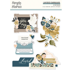 Simple Stories - Coleção Remember - Layered Chipboards