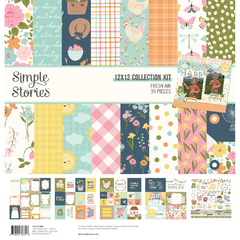 Simple Stories - Coleção Fresh Air - Kit 12 Papéis para Scrapbook + Adesivos