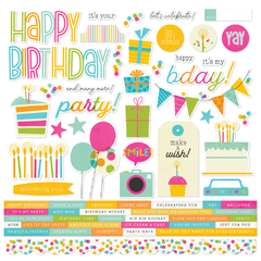 Simple Stories - Coleção Birthday - Kit 6 Papéis para Scrapbook + Adesivos - comprar online