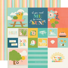Simple Stories - Coleção Summer Snapshots - Kit 12 Papéis para Scrapbook + Adesivos
