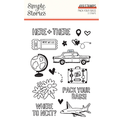 Simple Stories - Coleção Pack Your Bags - Carimbos