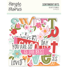 Simple Stories - Coleção Heartstrings - Die cuts Sentimentos