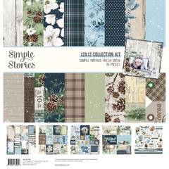 Simple Stories - Coleção Simple Vintage Fresh Snow - Kit 12 Papéis para Scrapbook + Adesivos