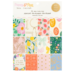 Bea Valint Design - Coleção Poppy and Pear - Bloco de Papéis para Scrapbook tamanho 15x20 cm (6x8 polegadas)