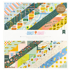 American Crafts - Coleção Coast to Coast - Bloco de Papéis para Scrapbook tamanho 30x30 cm (12x12 polegadas)