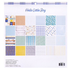 American Crafts - Coleção Hello Little Boy - Bloco de Papéis para Scrapbook tamanho 30x30 cm (12x12 polegadas) - comprar online