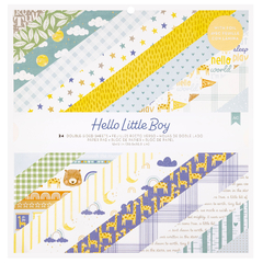 American Crafts - Coleção Hello Little Boy - Bloco de Papéis para Scrapbook tamanho 30x30 cm (12x12 polegadas)