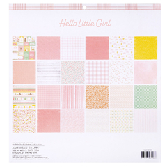 American Crafts - Coleção Hello Little Girl - Bloco de Papéis para Scrapbook tamanho 30x30 cm (12x12 polegadas) - comprar online