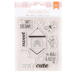 American Crafts - Coleção Hello Little Girl - Carimbos