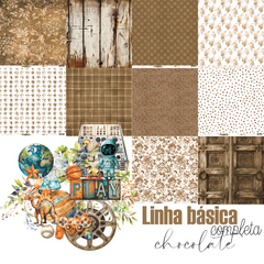 Carina Sartor Design - Coleção Play - Kit de papéis 30,5x30,5cm para scrapbook - Básico chocolate 5 folhas