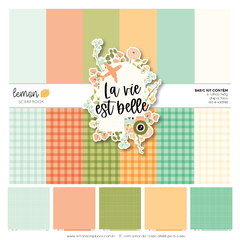 Lemon Scrapbook - Coleção La Vie Est Belle - Kit 6 Papéis básicos para Scrapbook