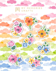 My Memories Crafts - Coleção Minhas Cores - Kit de Flores em Chipboard