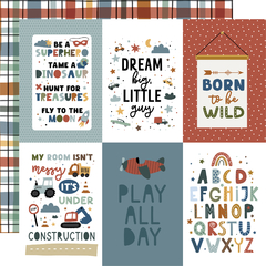 Echo Park - Coleção Dream Big Little Boy- Kit 12 Papéis para Scrapbook + Adesivos - Scrapbook Life - Materiais para Scrapbook