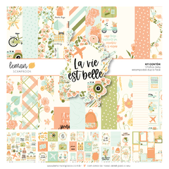 Lemon Scrapbook - Coleção La Vie Est Belle - Kit 12 Papéis dupla face para Scrapbook