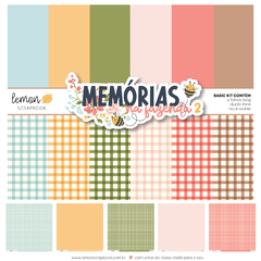 Lemon Scrapbook - Coleção Memórias da Fazenda 2 - Kit 6 Papéis básicos para Scrapbook