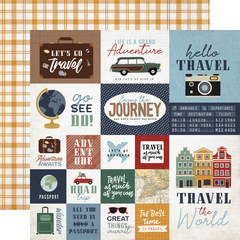 Echo Park - Coleção Let's Go Travel - Kit 12 Papéis para Scrapbook + Adesivos - Scrapbook Life - Materiais para Scrapbook