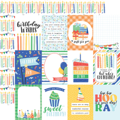 Echo Park Paper - Coleção Make A Wish Birthday Boy - Kit 12 Papéis para Scrapbook + Adesivos - Scrapbook Life - Materiais para Scrapbook