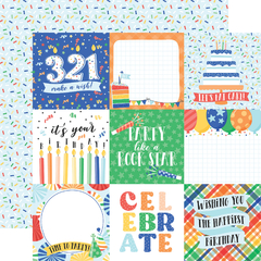 Echo Park Paper - Coleção Make A Wish Birthday Boy - Kit 12 Papéis para Scrapbook + Adesivos - Scrapbook Life - Materiais para Scrapbook