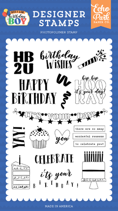Echo Park Paper - Coleção Make A Wish Birthday Boy - Carimbos It's Your Day