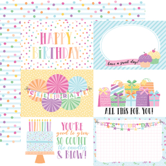 Echo Park Paper - Coleção Make A Wish Birthday Girl - Kit 12 Papéis para Scrapbook + Adesivos