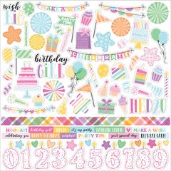 Echo Park Paper - Coleção Make A Wish Birthday Girl - Kit 12 Papéis para Scrapbook + Adesivos - comprar online
