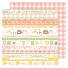 American Crafts - Coleção Hello Little Girl - Papel para Scrapbook - Little Dream Strips 34030032