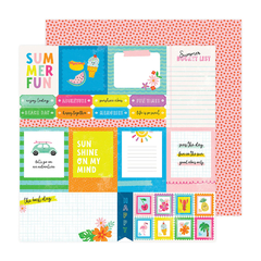 Pebbles - Coleção Fun In The Sun - Kit 12 Papéis dupla face para Scrapbook - Scrapbook Life - Materiais para Scrapbook