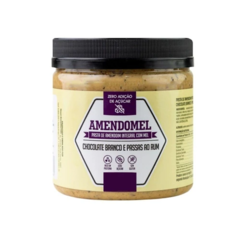 PASTA DE AMENDOIM INTEGRAL COM MEL CHOCOLATE BRANCO E PASSAS AO RUM 500G - AMENDOMEL