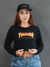 Cropped Manga Longa Thrasher Flame Logo Preto