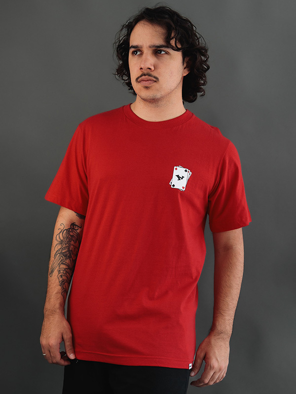 Camiseta New Skate Mini cartas Vermelha