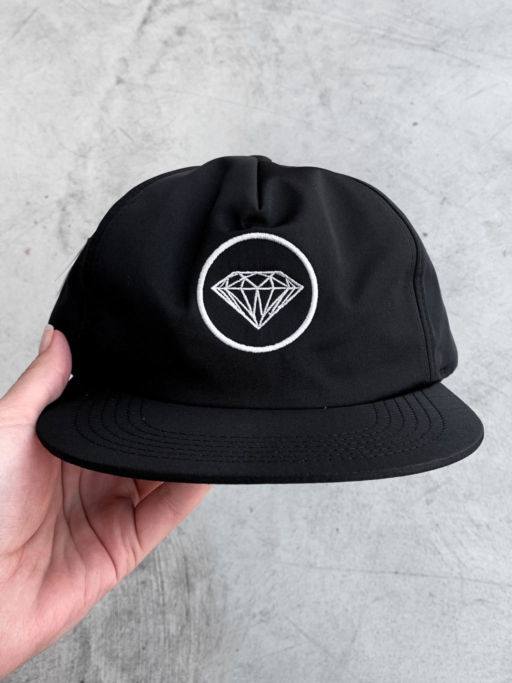 Bon Five Panel Diamond Brilliant Circle Snapback Preto