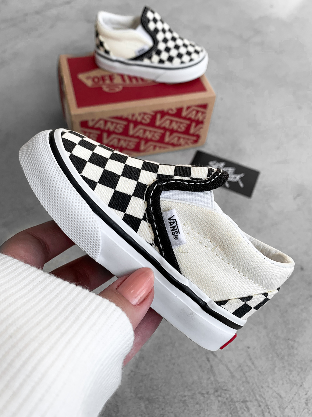 T nis Vans Baby Classic Slip On Bww Checkerboard Ska Skate Rock