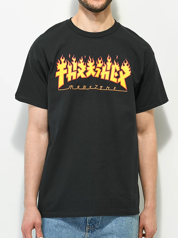 Camiseta Thrasher Masculino Manga Longa Flame Preto