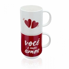 Dupla de Canecas de Porcelana Empilháveis Amor é Tudo 280ml Ludi - comprar online