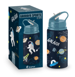 GARRAFA INFANTIL ESCOLAR COM CANUDO SPORTS 350ML ASTRONAUTA