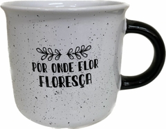 CANECA DECOR RETRO 340ML (11,8 x 9,2 x 8,5 CM) BRANCO / PRETO - FLORESCA na internet