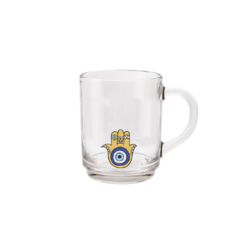 KIT CANECA LISA DE VIDRO 245ML + BANDEJA - OLHO GREGO-OLHOS na internet