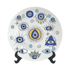 PRATO DECORATIVO PORCELANA 11CM - OLHO GREGO - MANDALA - comprar online