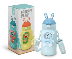 GARRAFA TERMICA INFANTIL COM CANUDO DE SILICONE PLAY - AZUL