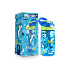 GARRAFA COM CANUDO SILICONE INFANTIL SPOTY 480ML - TUBARAO