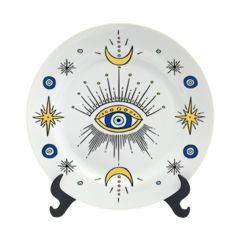 PRATO DECORATIVO PORCELANA 11CM - OLHO GREGO - MANDALA - comprar online