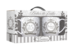 DUPLA CANECAS 300ML C/2UN CASAMENTO 25 ANOS BODAS DE PRATA