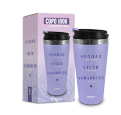 COPO TERMICO EMBORRACHADO 450ML FRASE SONHAR VIVER AGRADECER