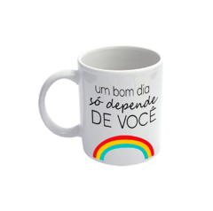 CANECA DE CAFE PORCELANA 300ML - ARCO IRIS BOM DIA - comprar online