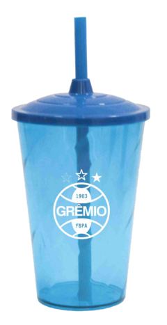 COPO COM CANUDO PLASTICO TWIST 600ML TIMES FUTEBOL - GREMIO