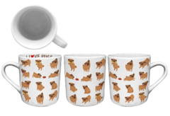 CANECA DECOR RETA Z CABO C 300ML BRANCO CACHORRO I LOVE PUGS